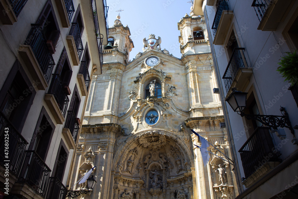 Naklejka premium Cathedral facade in San Sebastian, Spain