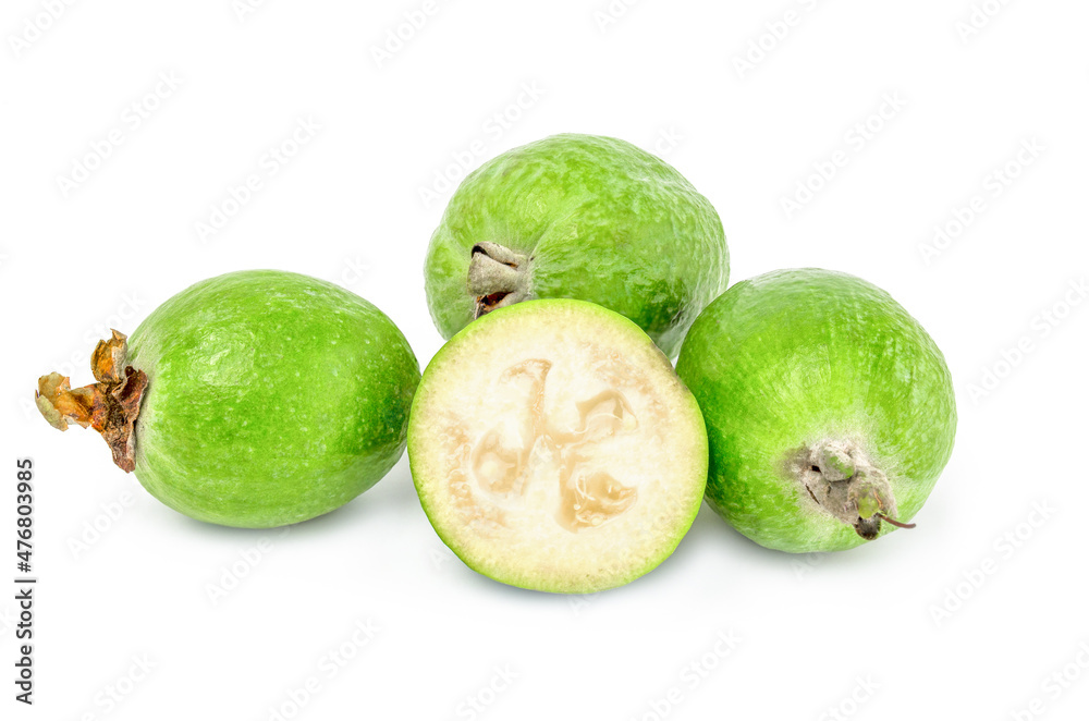 Tropical fruit feijoa isolated on white background Tropical fruit feijoa isolated on white background