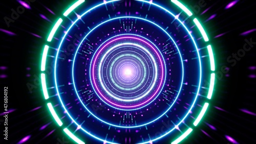 Neon Circle Light Disco Concept Tunnel Background