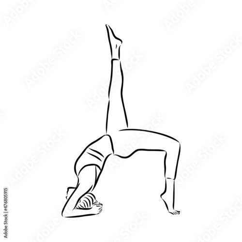 yoga pose. Line drawing. Healthy life concept -Vector Illustration