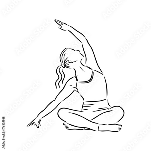 yoga pose. Line drawing. Healthy life concept -Vector Illustration