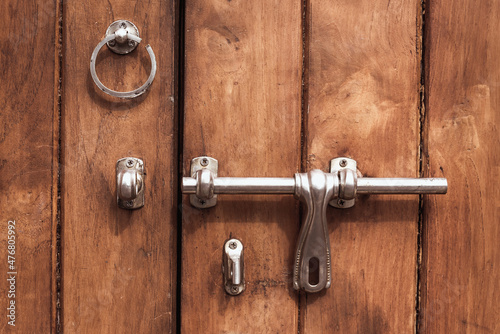 vintage brown wooden door closeup