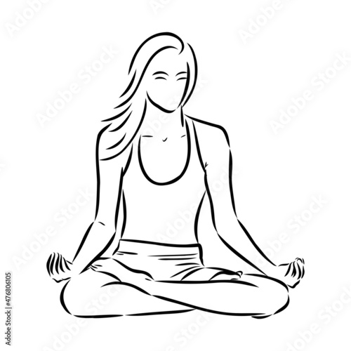 yoga pose. Line drawing. Healthy life concept -Vector Illustration