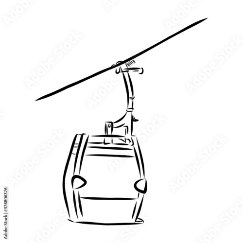 Cable car graphic mountain black white landscape sketch illustration vector