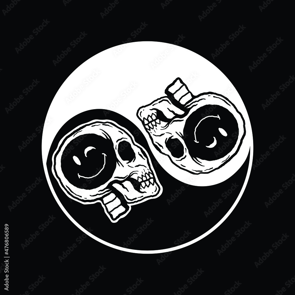 Yin Yang Skull Vector Vector Art & Graphics | freevector.com