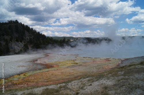A thermal lake geyser at Yellowstone National Park