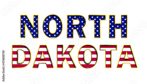 Wallpaper Mural NORTH DAKOTA text whith stars and stripes flag of USA Torontodigital.ca