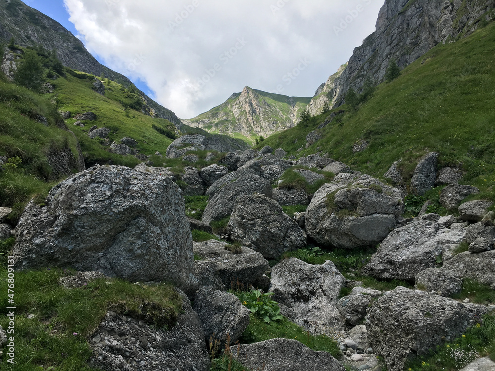 landscape in the mountains, Podragu Valley, Fagaras Mountains, Romania 