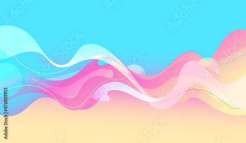 Modern colorful flow poster. Wave Liquid shape color paint. Moving simple lines.