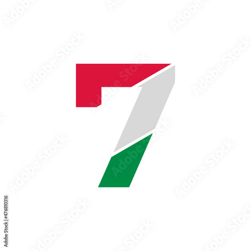 Free Download Number 7 Paper Cutout with Italian Flag Color Logo Design Template - GFXLoad