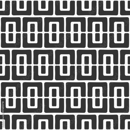 Abstract seamless vector pattern. Geometric shapes ornament. Repeating tiles, filled shapes. Elongated blocks. Black and white vector background.