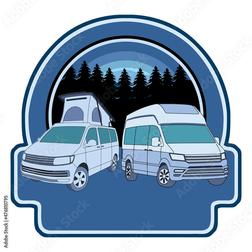 camper van isolated on white background for poster, t shirt print, business element, social media content, blog, sticker, vlog, and card. vector illustration.