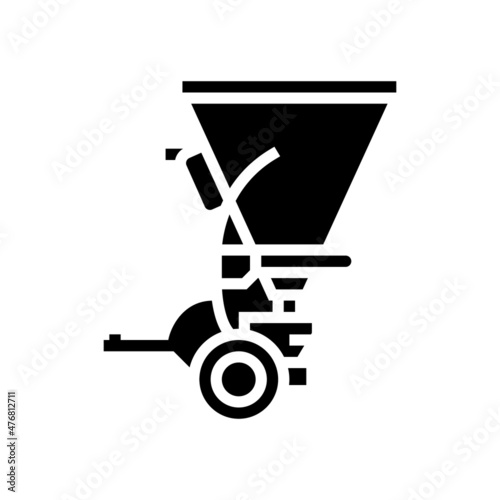 broadcast seeder farm equipment glyph icon vector. broadcast seeder farm equipment sign. isolated contour symbol black illustration