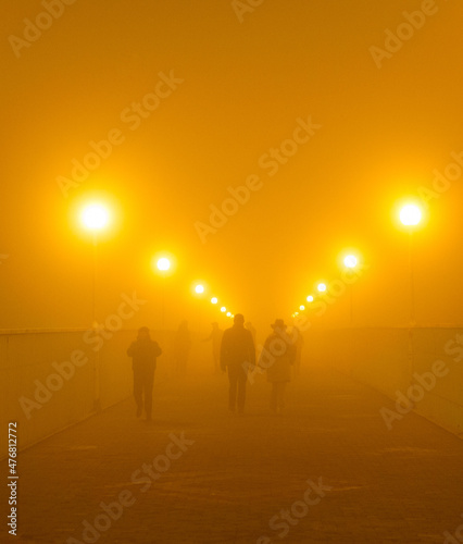 Tioschin Bridge fog people Odessa