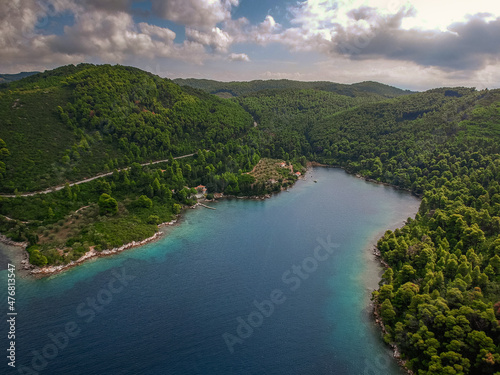 Amazing scenery over Skopelos island Greece in Autumn. Skopelos is the largest island of Sporades, Greece