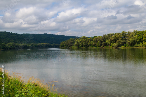 Wide river. Eastern european background with copy space for text or lettering. Ideal for fishing and rafting. photo