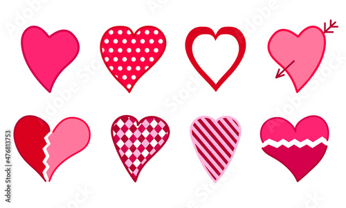 Set of decorative vector hearts