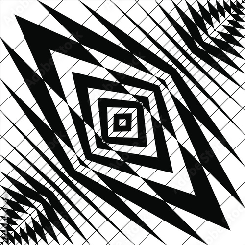 Black-White Optical Illusion Fro Background. Vector Illustration