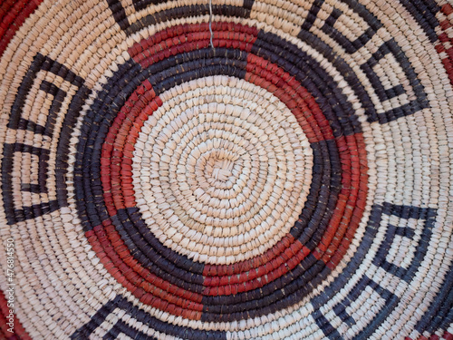 Close Up of Woven Basket with Geometric Patterns
