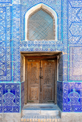 Uzbekistan, city of Khiva, details from the facade of the Tach Khaouli Palace. photo