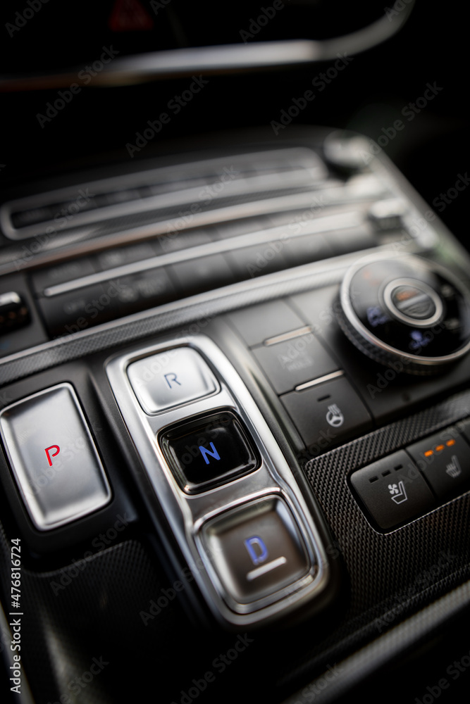 Automatic button gear shifter in a new car Automatic button gear shifter in a new car