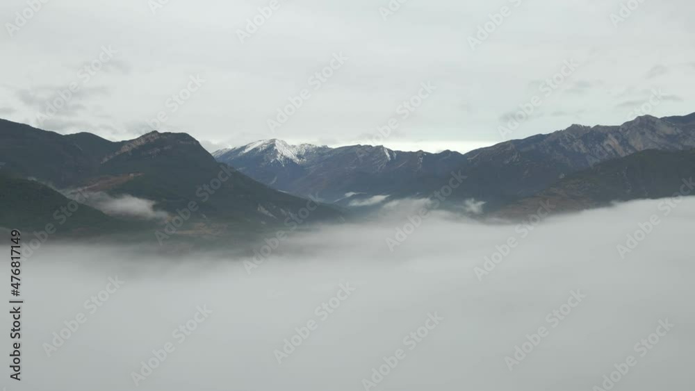 view of the snow-capped mountains above the clouds. view of the snow-capped mountains above the clouds.