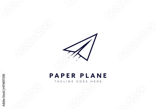Flying paper plane logo, fast flying paper plane icon