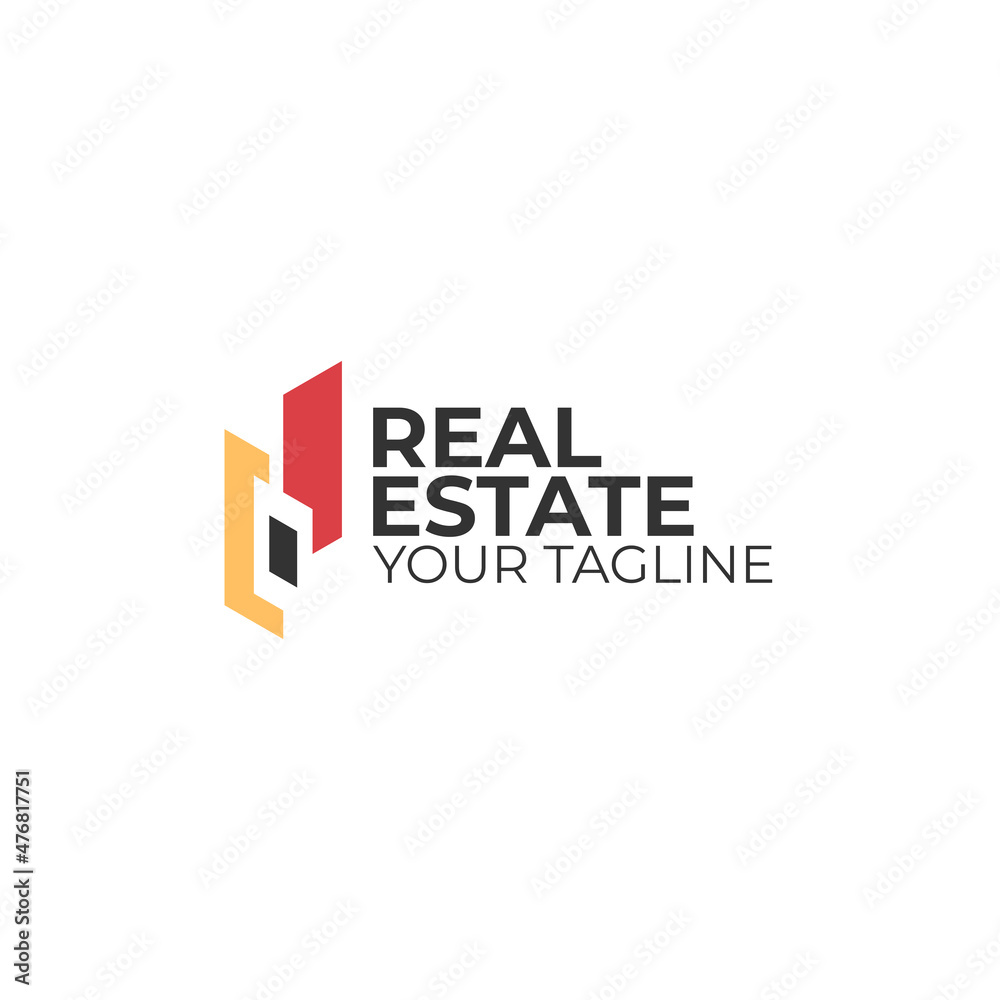 Modern flat simple REAL ESTATE home logo design