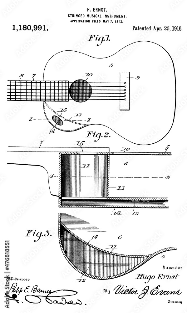 Ilustrace „This patent was created by using U.S. Patent US 1,180,991