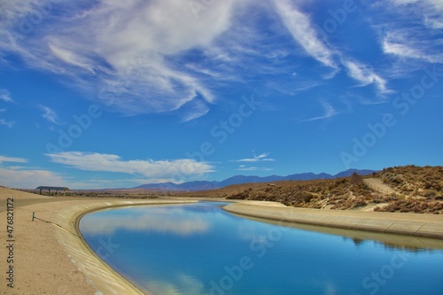 Beautiful View of California Aqueduct on Sunny Day Located in Southern California