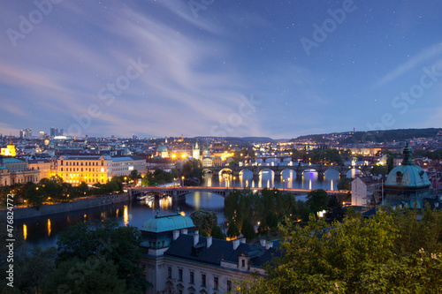 Beautiful view of St. Vitus Cathedral, Prague Castle and Mala Strana in Prague, Czech Republic