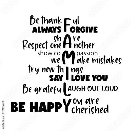 family rules inspirational quotes, motivational positive quotes, silhouette arts lettering design