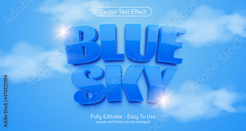 Creative 3d editable text Blue sky style effect template