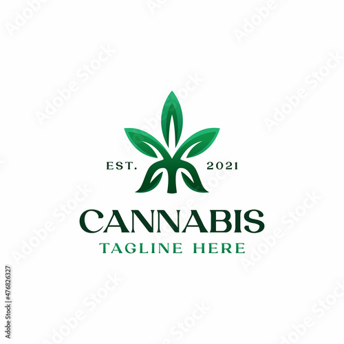 Cannabis Leaf Logo Template Isolated in White Background