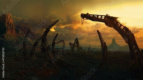 Futuristic science fiction space art. Digital artwork. Fantasy scenery.