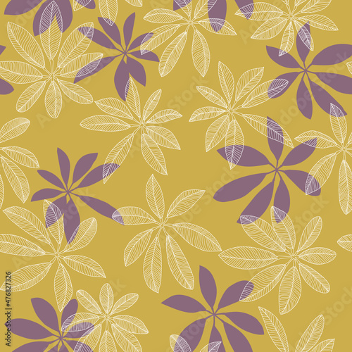 tropical leaves design - seamless vector repeat pattern - Colors are interchangeable, use it for wrappings, fabric, packaging and other print and design projects