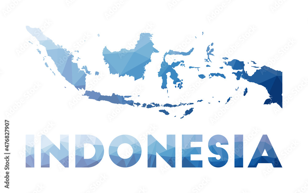 Low poly map of Indonesia. Geometric illustration of the country. Indonesia polygonal map. Technology, internet, network concept. Vector illustration.