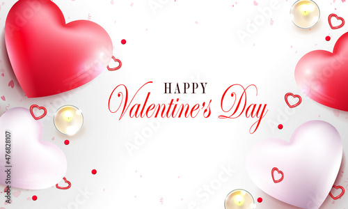 Bright postcard until Valentine's Day, an illustration of glittering hearts, fragrant candles