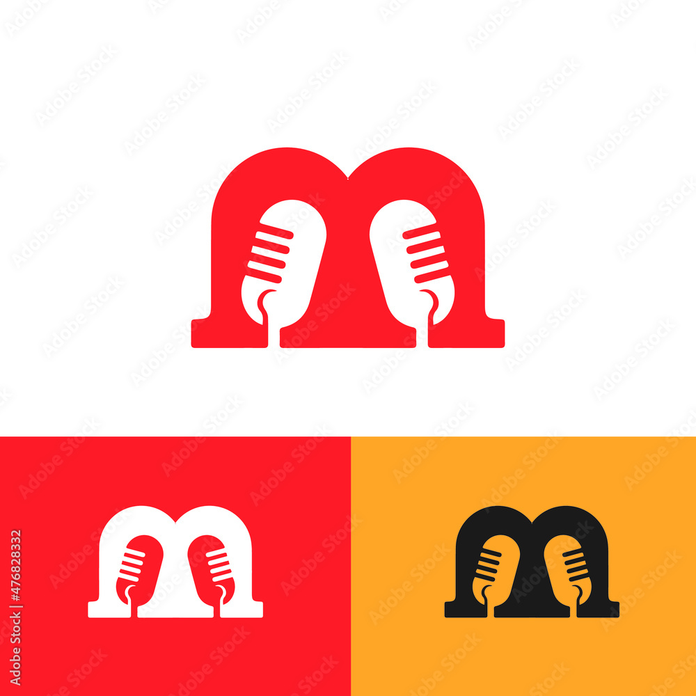 Mic in m letter vector logo design Mic in m letter vector logo design