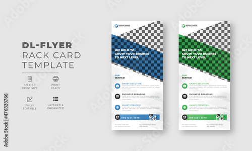 Modern corporate creative business strategy usable dl flyer or rack card design template.