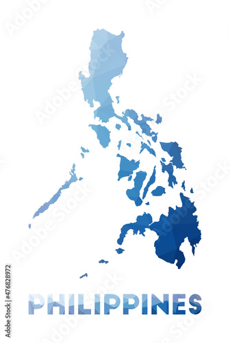 Low poly map of Philippines. Geometric illustration of the country. Philippines polygonal map. Technology, internet, network concept. Vector illustration.