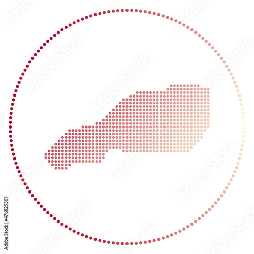 Little Stirrup Cay digital badge. Dotted style map of Little Stirrup Cay in a circle. Tech icon of the island with gradient dots. Attractive vector illustration.
