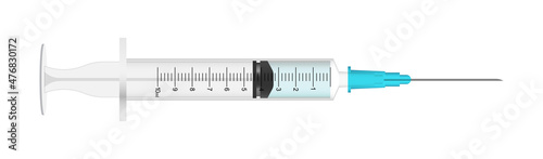 Billede på lærred Realistic syringe icon in flat style