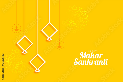 yellow makar sankranti festival greeting design