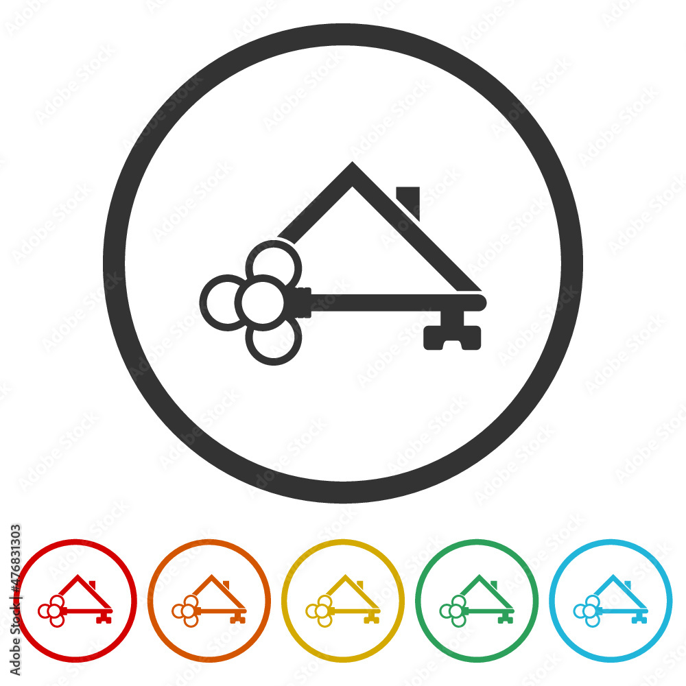 Home key icon isolated on white background, color set Home key icon isolated on white background, color set