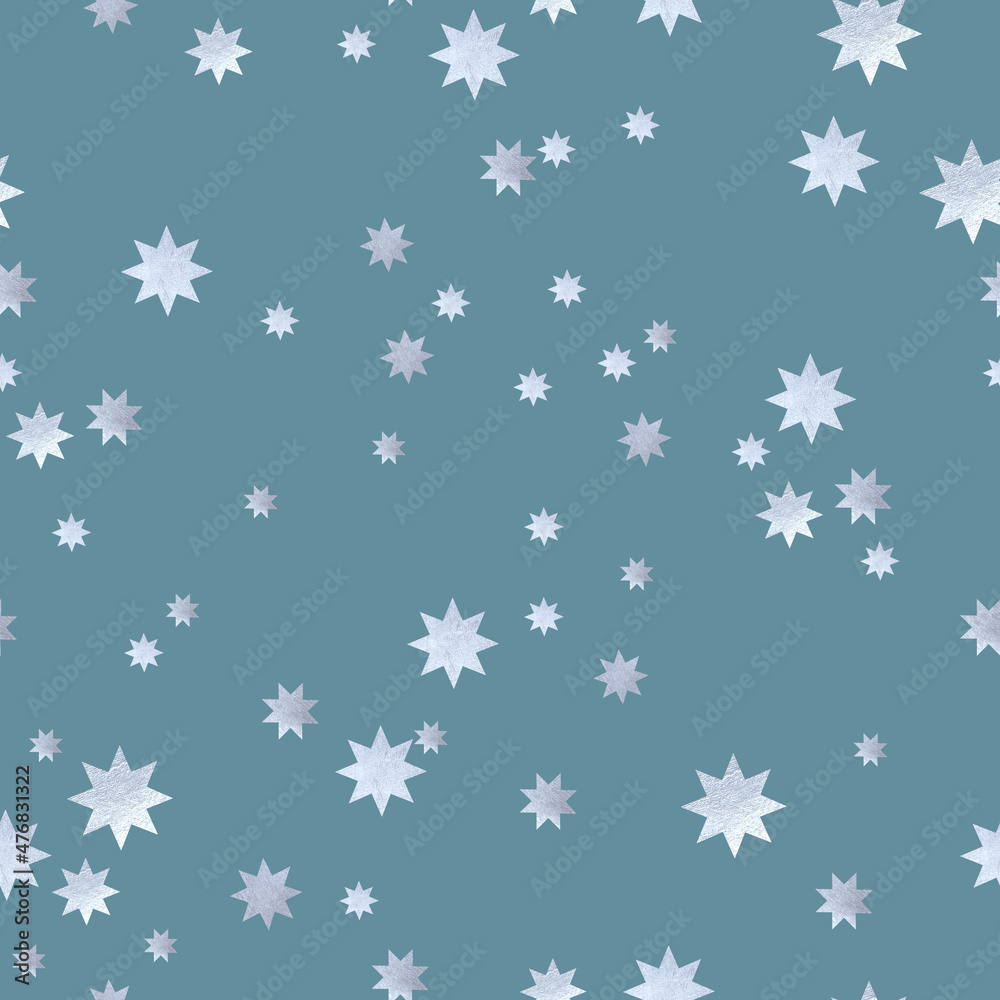 Gold stars on blue background, seamless pattern for printing on photo wallpaper, gift paper. Gold stars on blue background, seamless pattern for printing on photo wallpaper, gift paper.