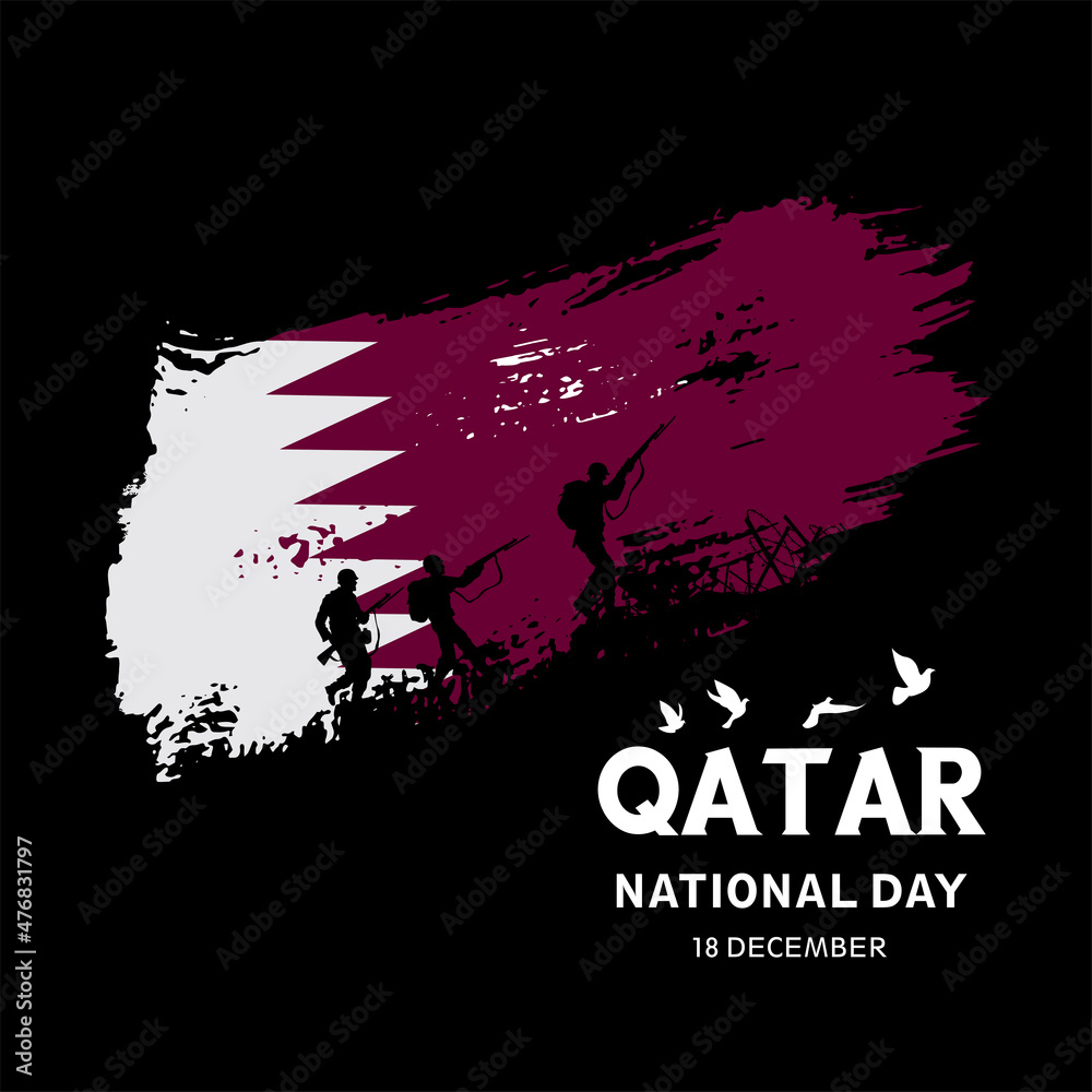 Qatar National day with national flag and soldiers. Vector Qatar National day with national flag and soldiers. Vector