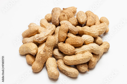 Nuts and snacks, a snack for beer on a white solid background.
