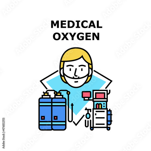 Medical oxygen tank. Cylinder o2. Hospital therapy. Nebulizer. Portable aerosol vector concept color illustration