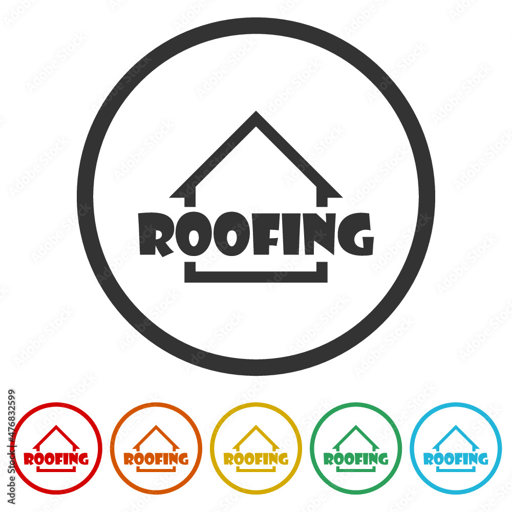 House roof icon on white background, color set House roof icon on white background, color set